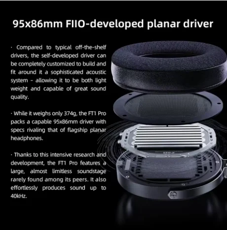 Fiio FT1 Pro ヘッドフォン軽量有線 HiFi ヘッドセット超スリム