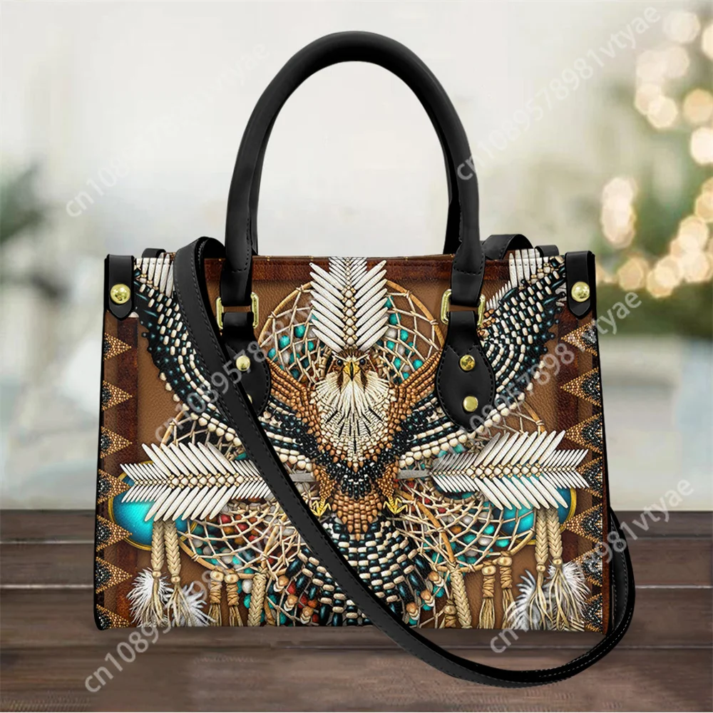 Brand Designer Luxury Leather Top-handle Bags Women Vintage Southwest Tribal Hummingbird Pu Female Shoulder Handbag Purse Gift