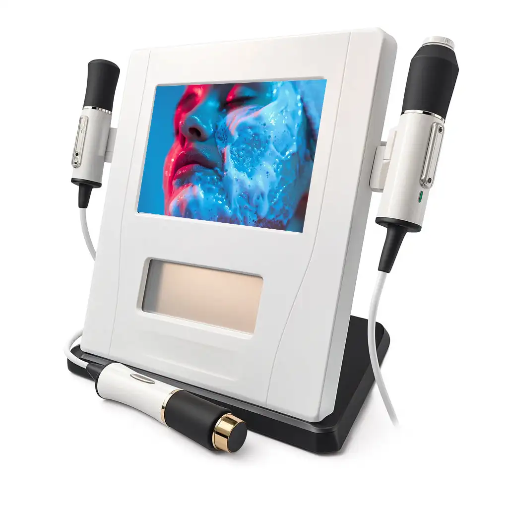 

3 In 1 Oxygen Facial Machine Ultrasound RF CO2 Bubble Skin Tightening Device for Face Treatments Deep Cleansing Anti-Aging