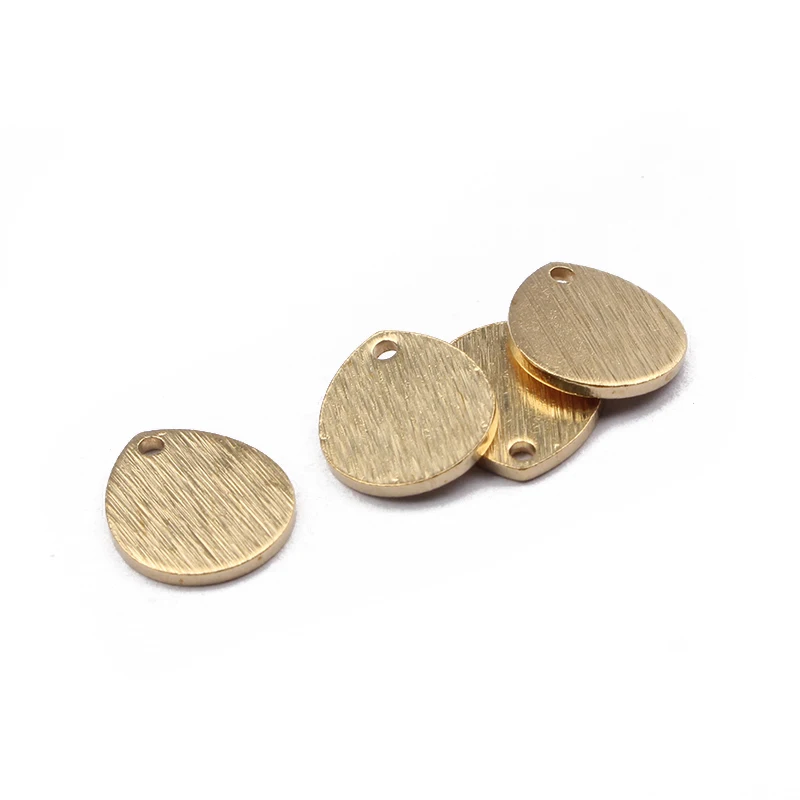 40Pcs Raw Brass Hammered Textured Teardrop Charms End Extended Chain Beads Tags Earrings Findings For Jewelry Making Wholesale