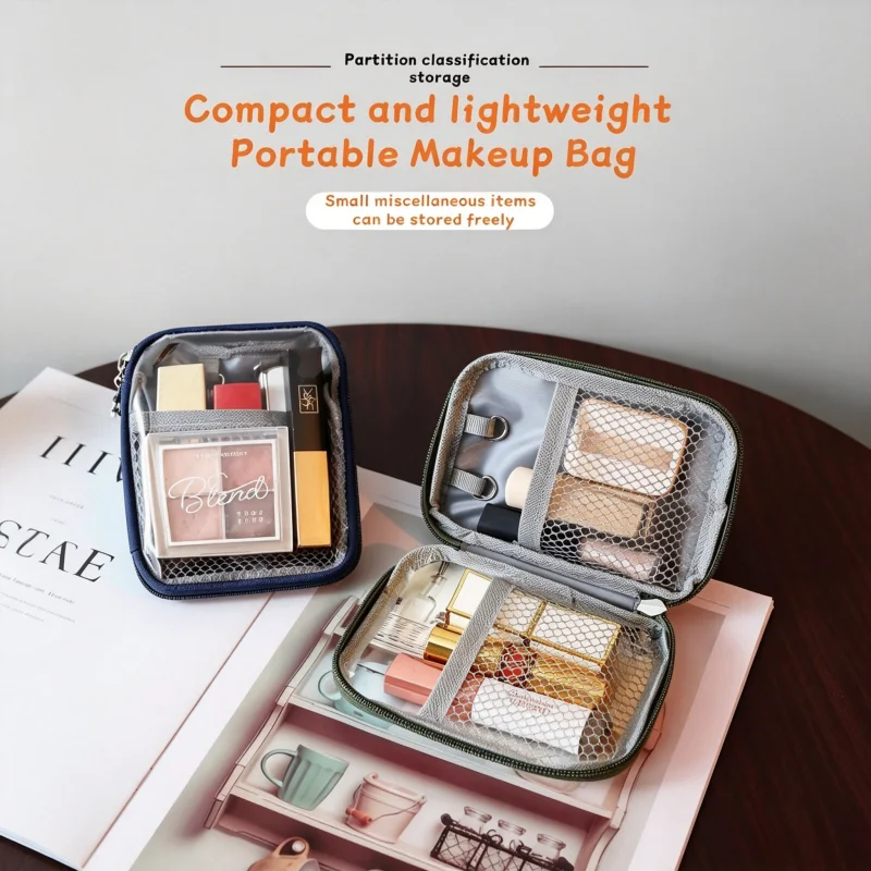 1pcs-Portable Makeup Bag Transparent Touch Sorting Storage Bag Travel Bluetooth Earphone Charger Storage Bag Wallet Toilet Bag