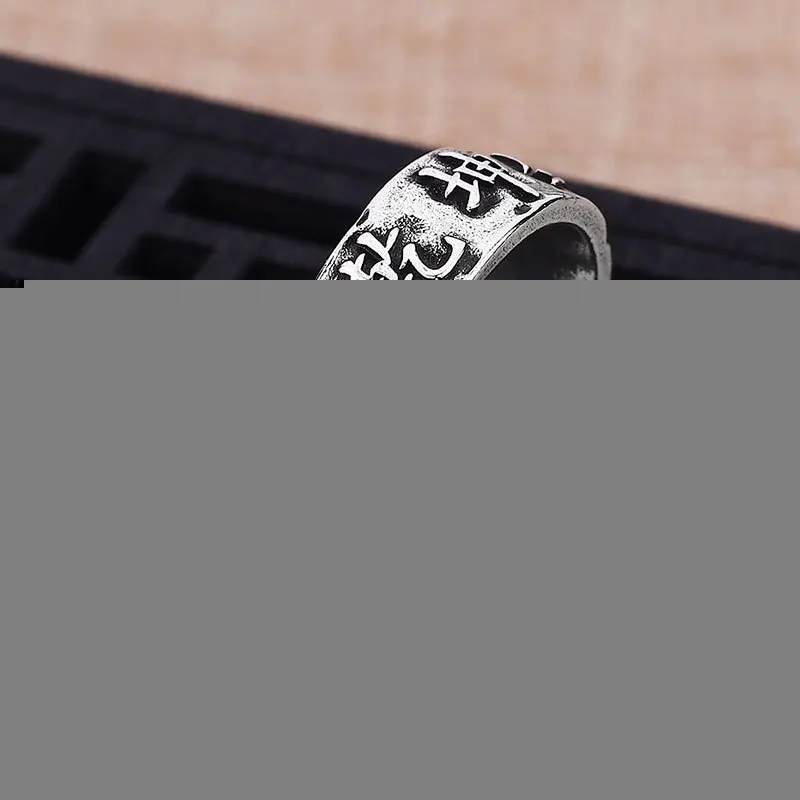 Vintage Silver Colour Symbol Ring Unisex Simple Personality Open Ring Banquet Jewelry Accessories Gifts
