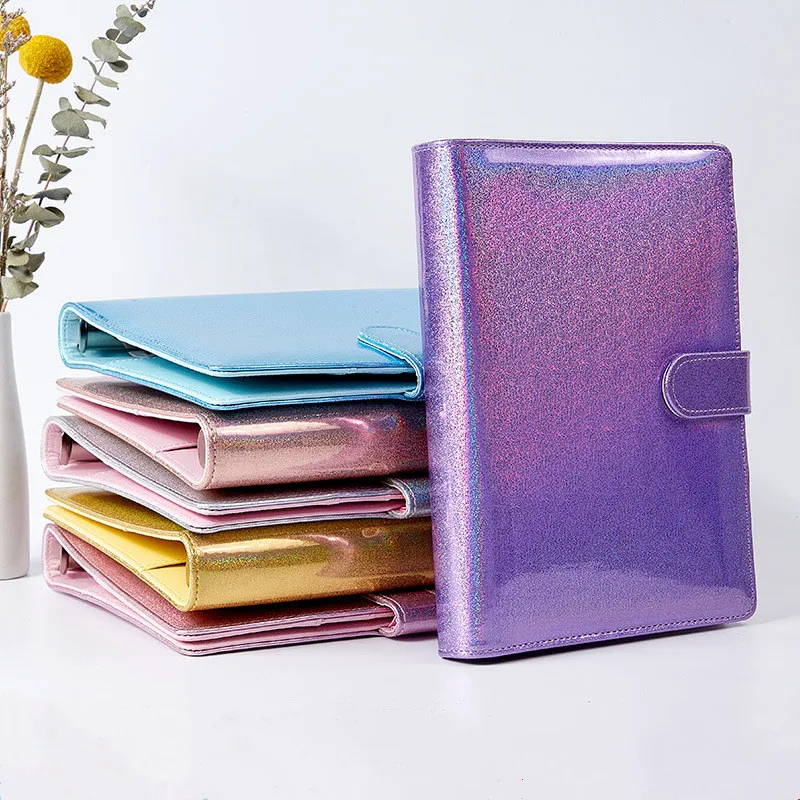 A6/A5 Macaroon Glitter Color PU Leather DIY Binder Only Cover Diary Agenda Planner Paper Cover School Stationery