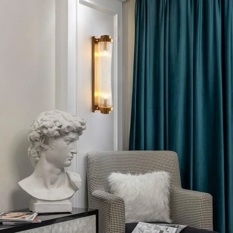 

Postmodern Crystal Wall Lamps LED Living Room Bedside Sconce Lights Home Decoration Thin Waisted Glass Sconces Lighting Fixture