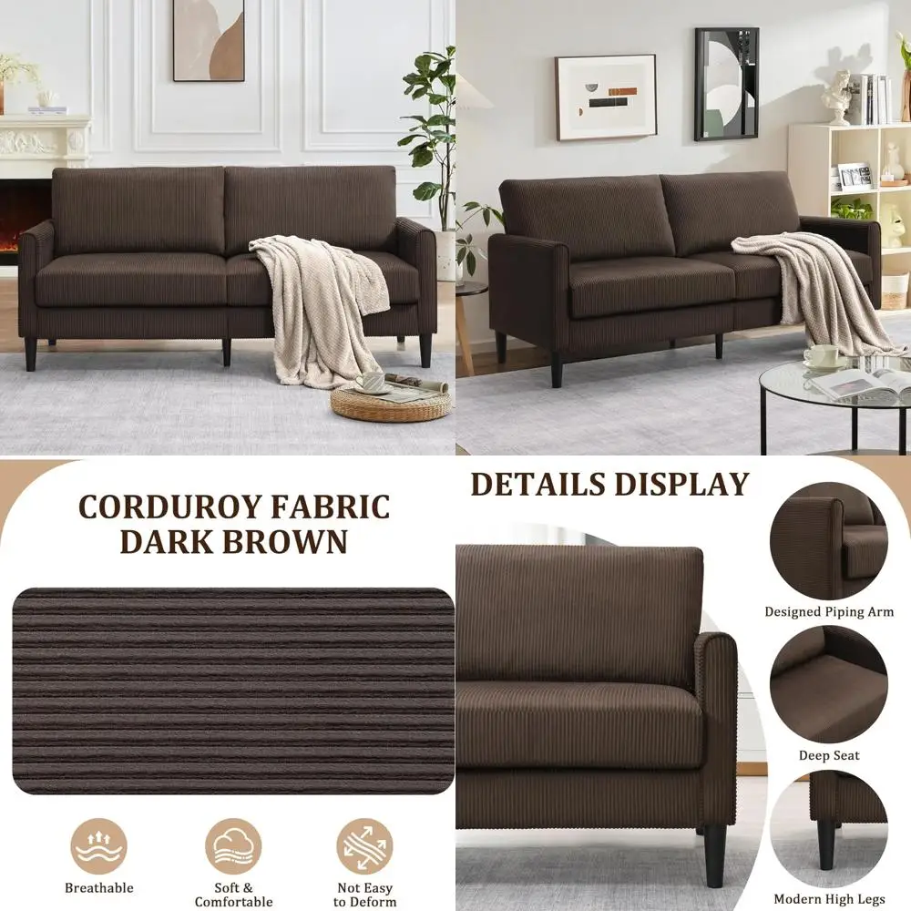 sofá loveseat moderno - assento confortável de 72,8" para salas de estar, quartos, apartamentos, dormitórios, escritórios, espaços pequenos - ea