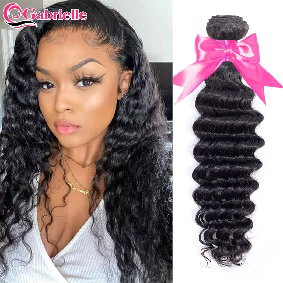 Gabrielle Deep Wave Bundles Brazilian Human Hair 8-34 Inch Natural Color Remy Hair Extensions Double Wefts For Black Women