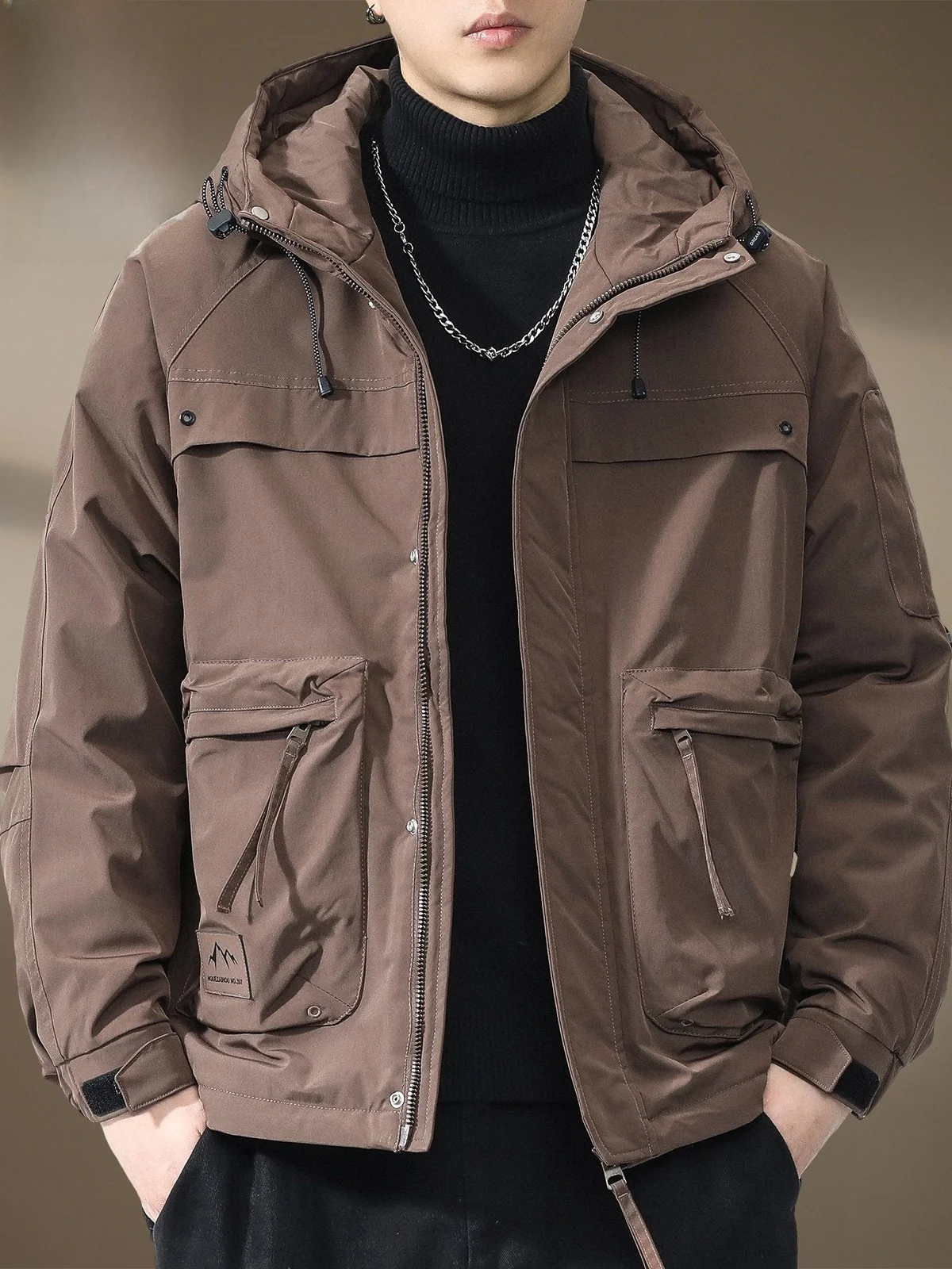 

Мужская зимняя рабочая куртка-пуховик 2025 года, новая модель, с капюшоном, ветрозащитная, теплая, тактическая, из полиэфирного волокна