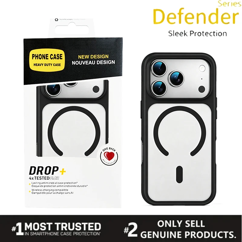 Ott‑Box Defender TX Transparent Case for IPhone18 Pro Max 17 16 15 14 13 12 Magnetic Charging Shockproof Rugged TPU Bumper Cover