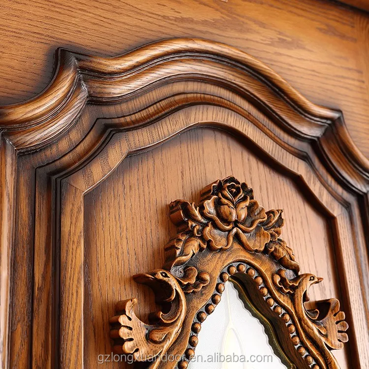 Wooden entrance door with Luxury elegant design single or pair front entry door