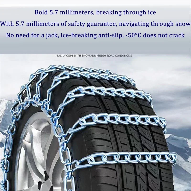 2025 Upgraded Universal Snow Chains for Car SUV Truck, Non-Slip Tire Chains for Ice Mud, Easy to Install Emergency Traction