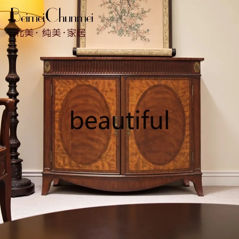 Villa federal style mahogany heart storage restaurant side cabinet solid wood decorative corner cabinet