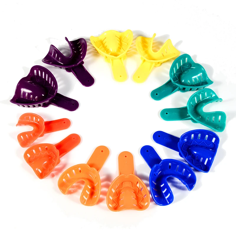 JingT 12pcs Dental Impression Trays Dentist Impression Durable Plastic Teeth Holder Lab Dentistry Accessory Tools