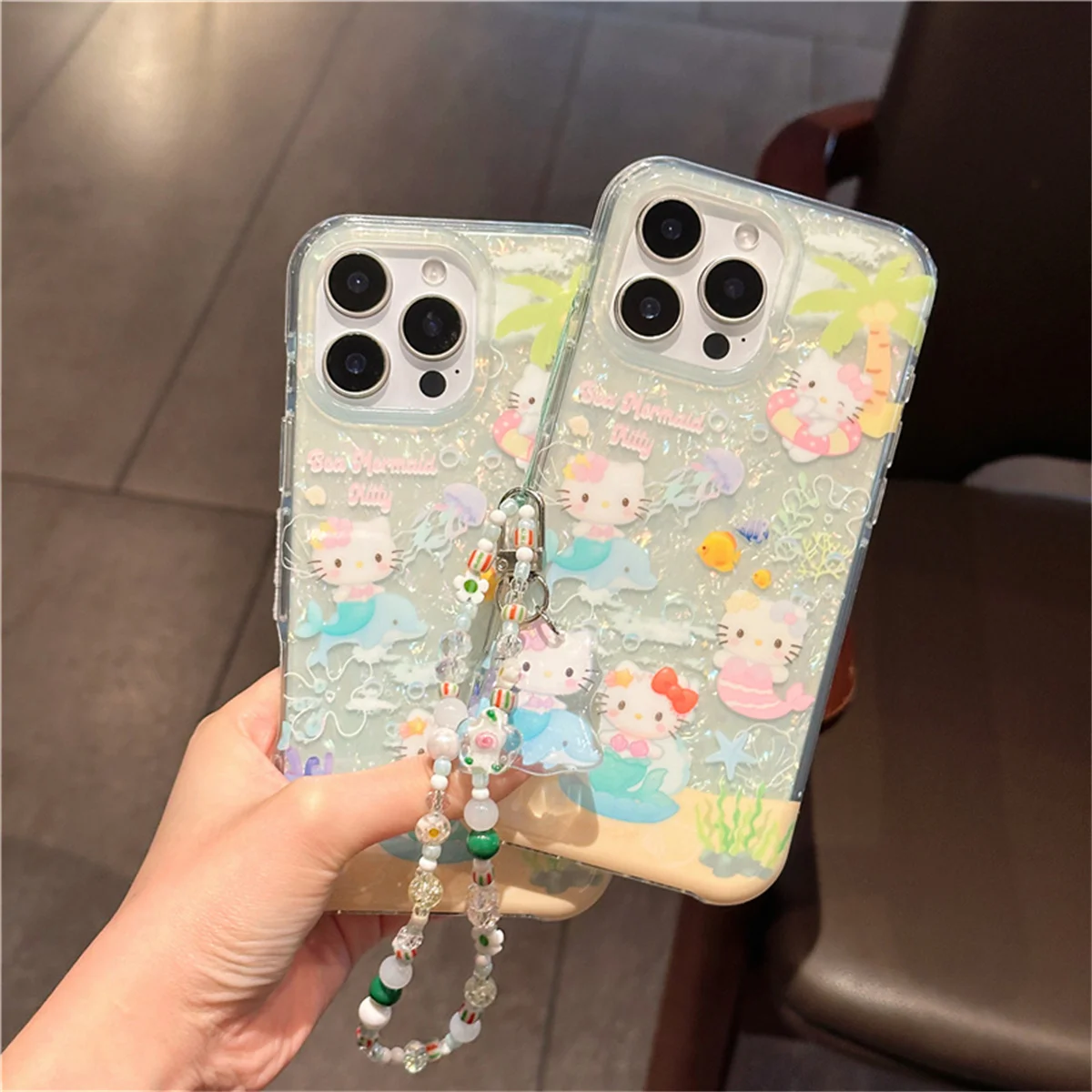 

Funny Glitter Cute Hellokitty Phone Case For iPhone 16 Pro 14 15 Pro Max Cover with Chain Cartoon Cases For 14 Promax