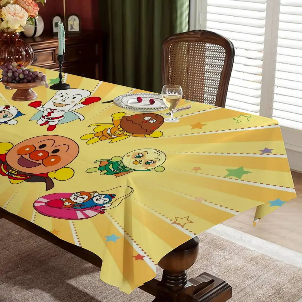 C-Children A-Anpanman Waterproof Rectangle Tablecloth Fiesta Home Decor Dining Room Decor Reusable Table Cover Party Supplies