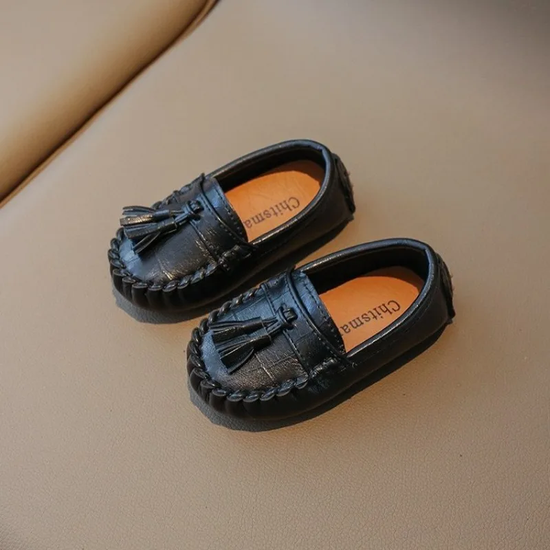 Kinderen Platte Schoenen Lente Herfst Kids Slip-On Schoenen Jongens Loafers Zacht Pu Lederen Peuter Oxfords Schattige Kwast Kleine Kinderschoenen