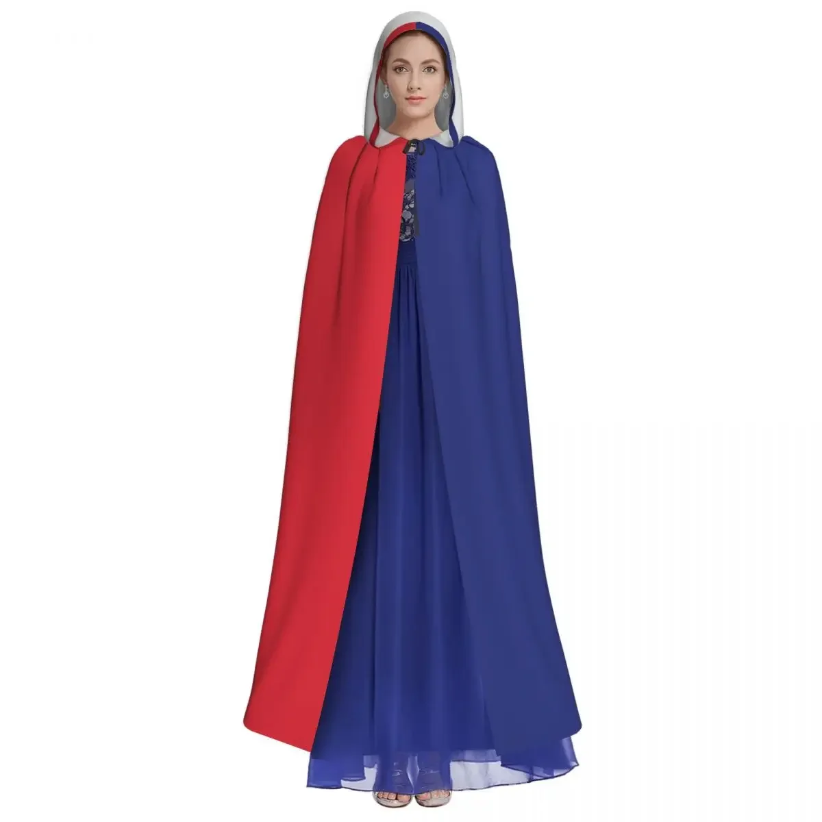 France Flag Hooded Cloak Polyester Unisex Witch Cape Costume Accessory