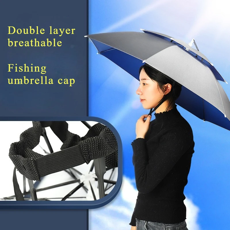

Портативный зонт от дождя, складной солнцезащитный козырек для рыбалки на открытом воздухе, водонепроницаемый головной убор для кемпинга, пляжные головные уборы, шляпа для рыбалки 55-95 см