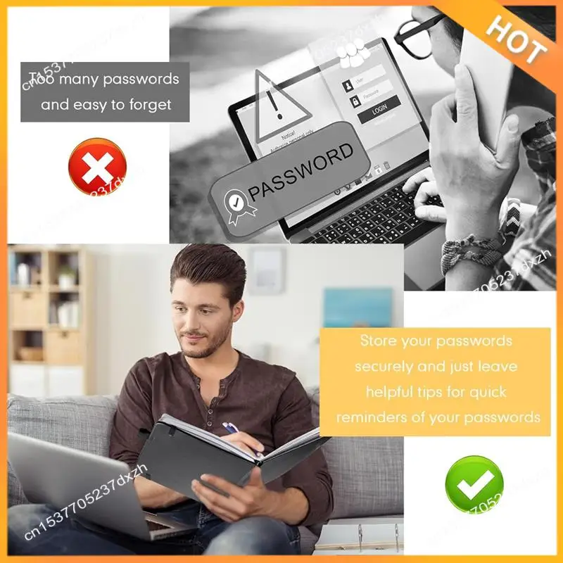 A43M 2 Pcs Password Book With Alphabetical Tabs, 7.8 X 5.2Inch Password Keeper Book, For Home And Work Office Gift