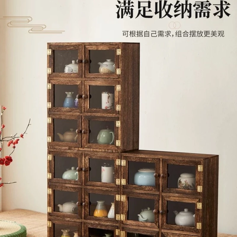 Tea set cabinet Zisha pot placement rack Dust-proof storage cabinet Bogu rack Teacup Teapot tea set storage Shelf