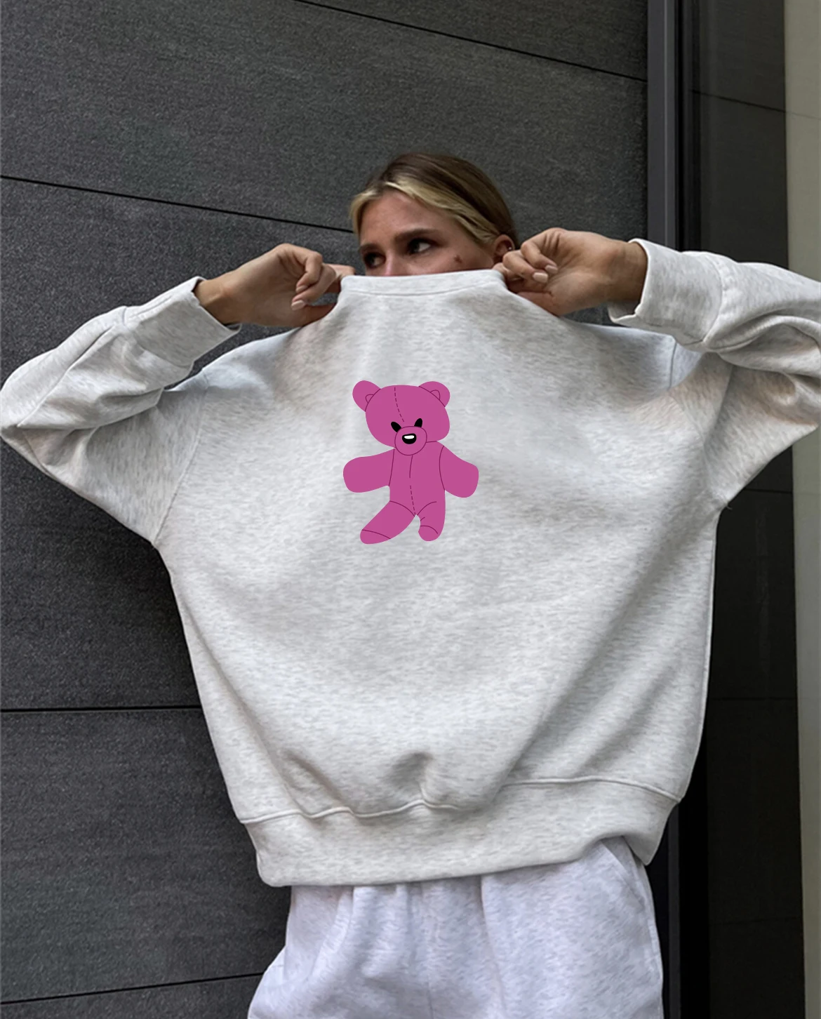 Hirsionsan Cotton Kawaii Bear Print Women Sweatshirt  Basic Loose Female Pullovers Korean Hoodies 2023 Autumn New Y2k Fleece