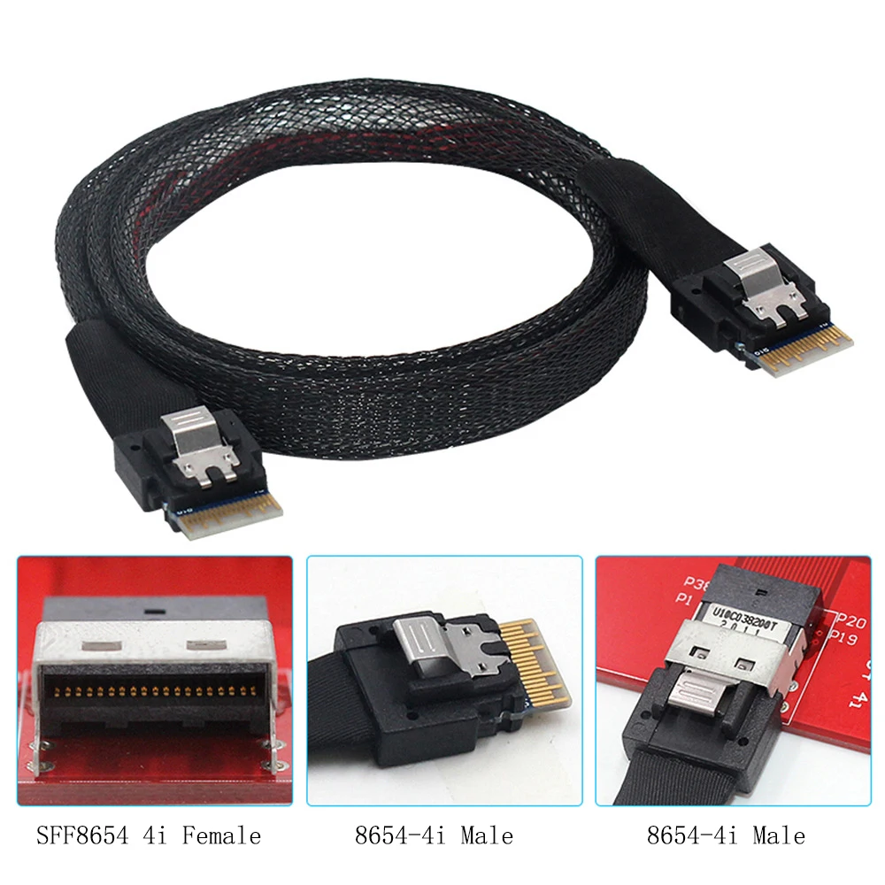 0.5m 1m Slim SAS SFF-8654 4i 38P Server Motherboard Backplane Cable for Computer Hard Disk