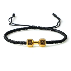 Charm Mannen Halter Strand Armbanden Handgemaakte Gevlochten Knoop Verstelbare Armbanden Vrouwen Barbell Fitness Energie Sieraden Paar Geschenken