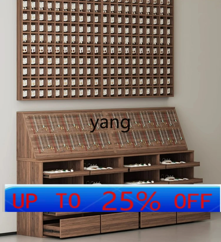 Lhh Solid Wood Jewelry Store Display Cabinet Necklace Jewelry Wall Lattice Rack Earrings Hairpin Display Rack