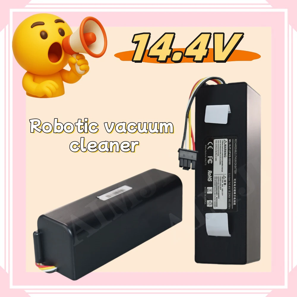 

14.4V 5200mAh Rechargeable Lithium Ion Battery, For XIAOMI 1C 1ST Roborock SDJQR01RR Robot Vacuum Cleaner Replacement Battery