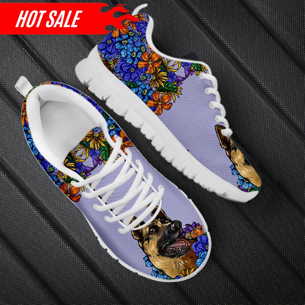 Lovely Boston Bull Terrier Floral Pattern Women Flat Shoes Wear-Resistant Casual Sneakers for Girls Zapatos Mujer
