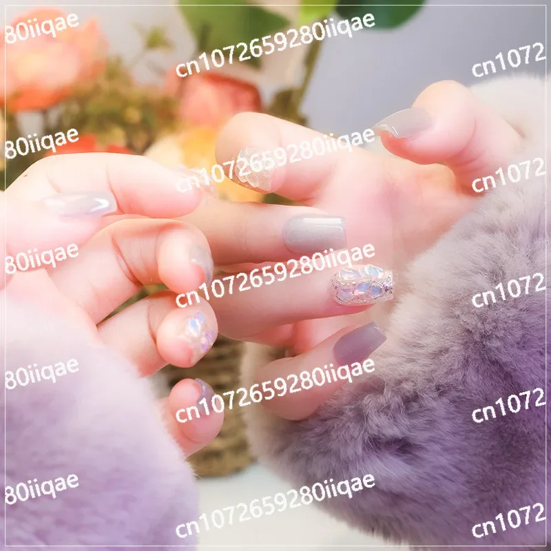 Cross-border wear nail new autumn and winter high-end Christmas short gentle nail sticker handmade fake nail patch