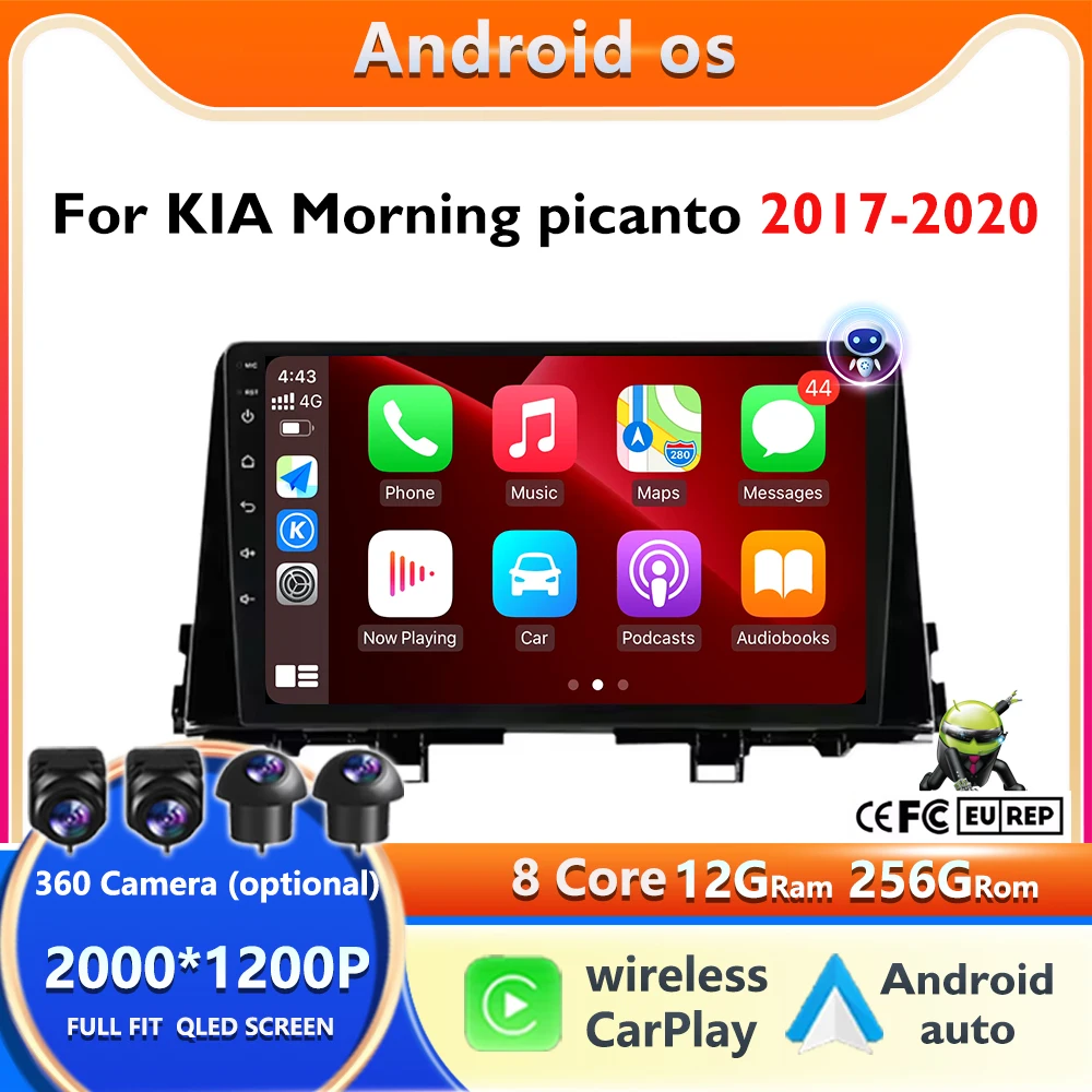 

4G Wifi Android 16 Car Radio For KIA Morning 3 picanto 2017 - 2020 Multimedia Video Player Carplay Touch Screen RDS 8 Core