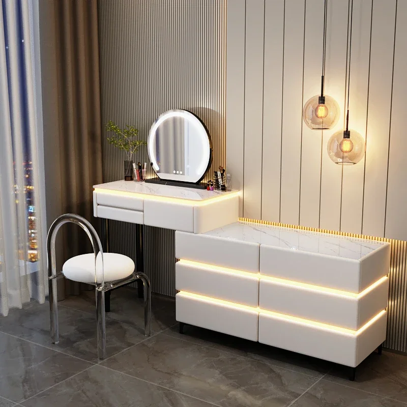 Bedroom Light Vanity Table Mirror Organizer Makeup Clothes Dressing Table Drawer Vanity Espejo Tocador Hotel Furniture