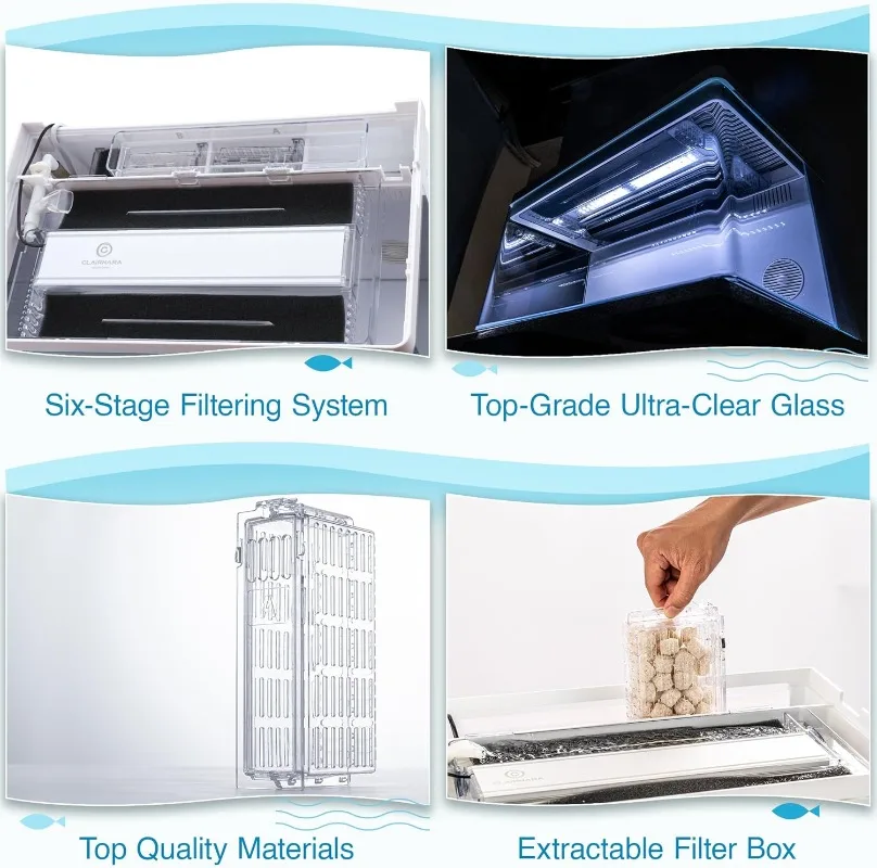 خزان هارموني الكل في واحد المائي من - هارموني بريميوم - جائزة تصميم iF حائزة حوض السمك سعة 10 جالون مع ضوء LED، بات #3