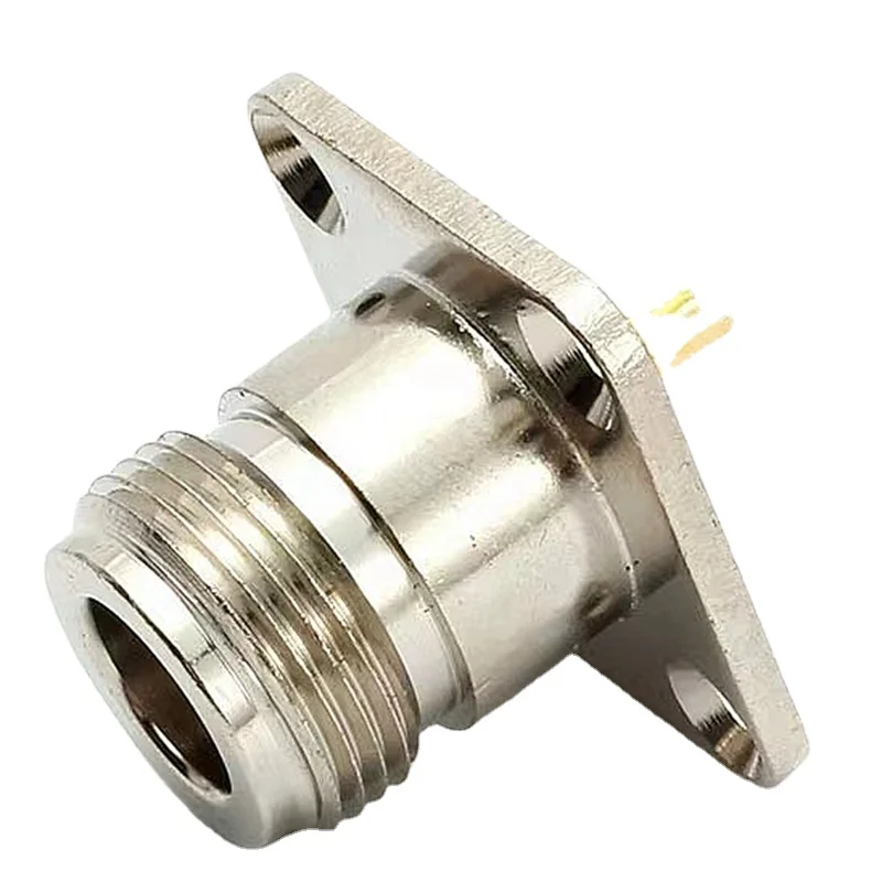 1Pcs N Type Connector L16 N Type Female Socket 4holes Flange Solder for Panel Chassis Socket Mount Coaxial Antenna Adapter Brass