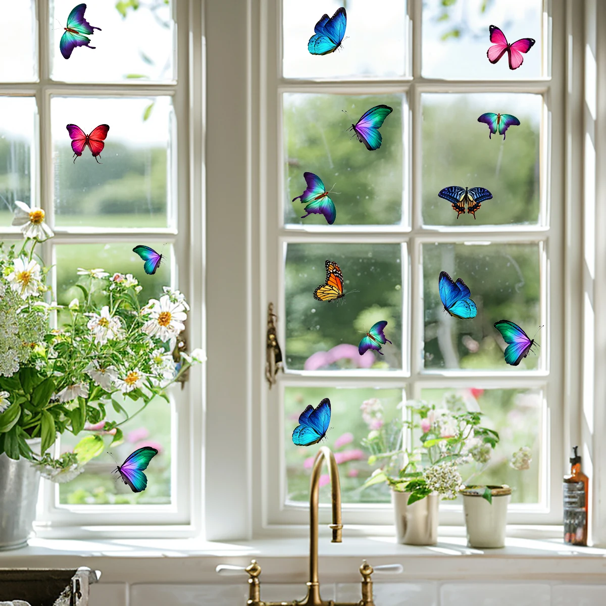 1PC New colorful butterfly stickers for glass display windows, door stickers, home background beautification decoration wall sti
