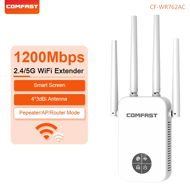 300-1200Mbps Home Wifi Repeater 4Antennas Wi-fi Range Extender Signal 2.4Ghz 5Ghz LAN/WAN Port Wireless Booster For Desktops