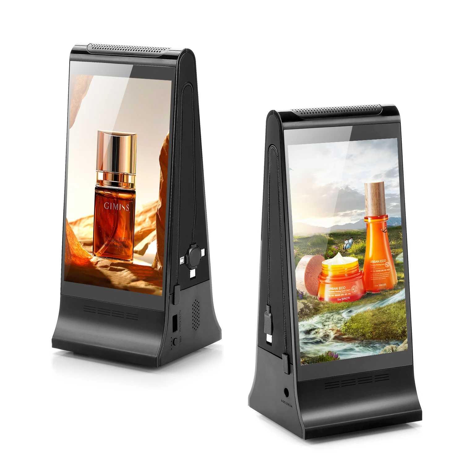 New Upgrade Version Dual 7 Inch LCD Digital Display Touch Screen Android 11 System Restaurant Table Advertising Power Bank