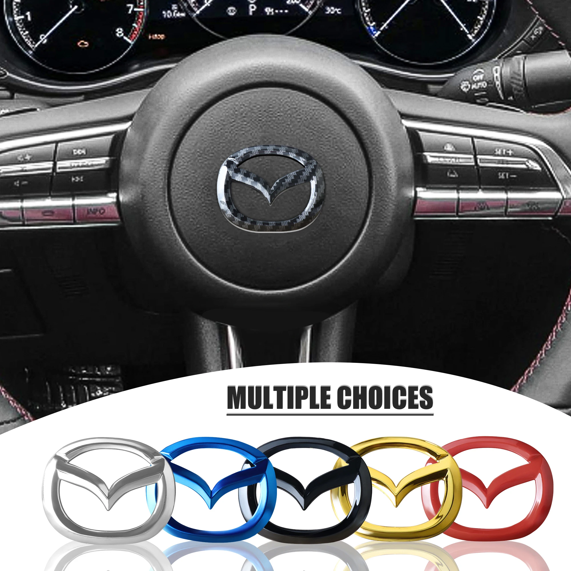 1pc ABS Car Steering Wheel Center Emblem Sticker Auto Interior Decorative Styling For mazda Axela Atenza CX-3 CX-5 CX-8 MS demio