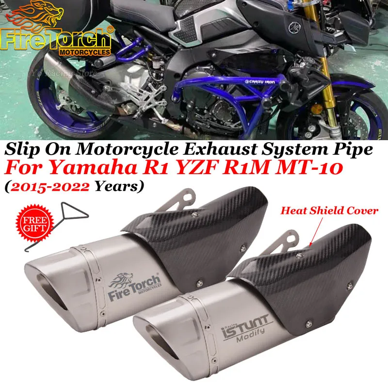 Slip-On For Yamaha YZF R1 MT-10 MT10 R1M 2015 - 2022 Motorcycle Gp Exhaust Carbon Fiber Cover Escape System Moto Muffler Tube