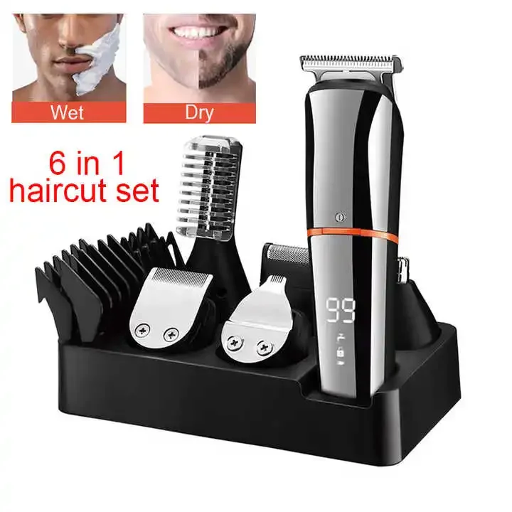 2023 new Professional Waterproof Hair Clipper for Men Rechargeable Cordless electric razor 6 in 1 Hair Beard Trimmer