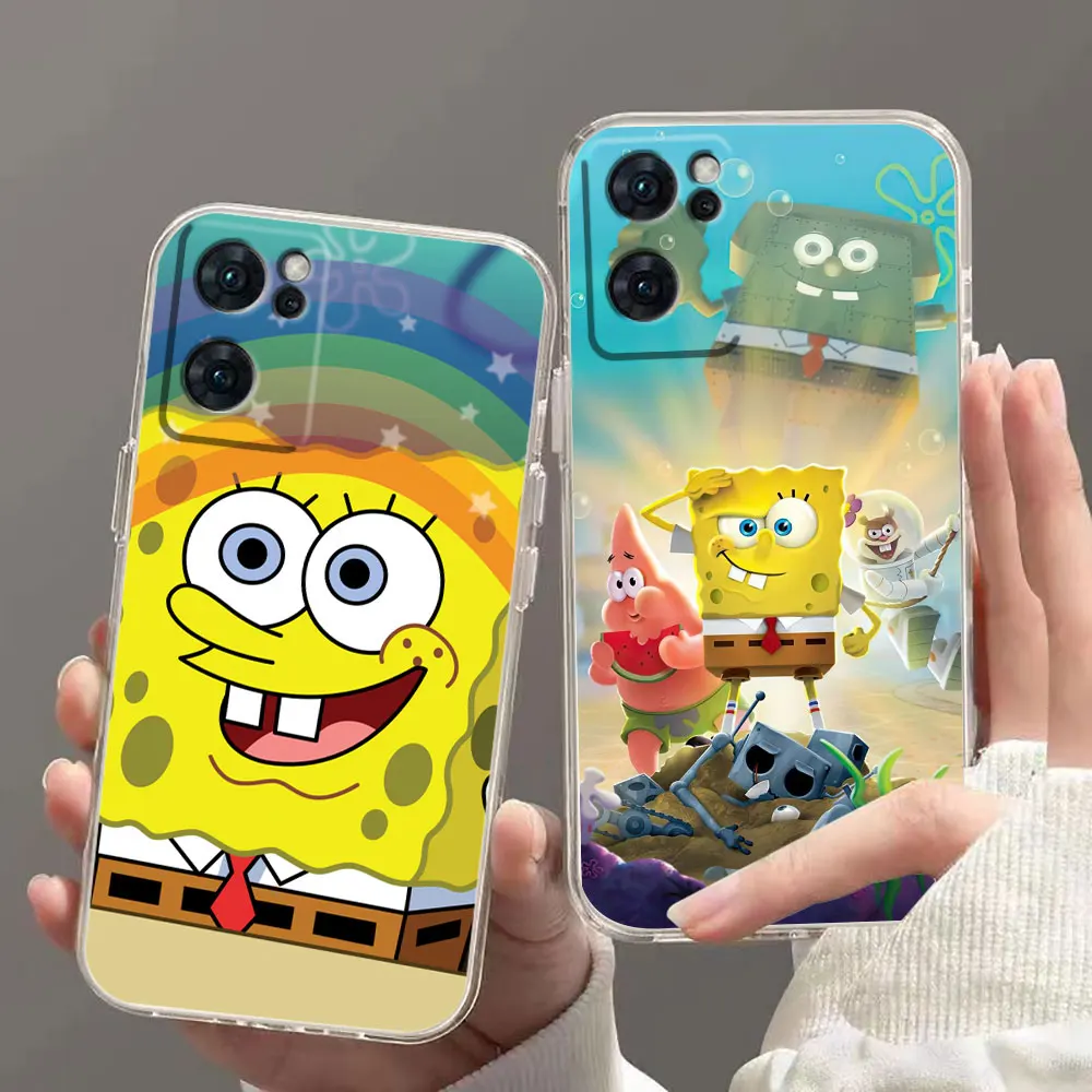 Clear Phone Case For OPPO RENO 10 9 8 8T 7 6Z 6 5 4 3 2Z PRO PLUS 4G 5G Case Funda Capa Shell Happy S-SpongeBob S-SquarePants