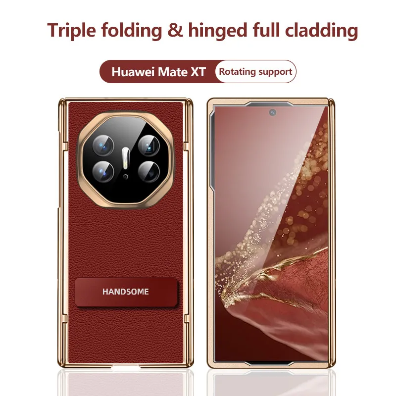 Funda de teléfono móvil para Huawei Mate XT Ultimate, funda a prueba de golpes con soporte fantasma galvanizado transparente