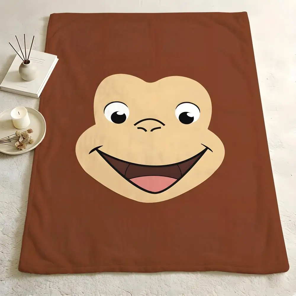 Cartoon C-Curious G-George Throw Warm Flannel Blanket Soft，Comfortable Travel Blanket Home Sheet Birthday Gift
