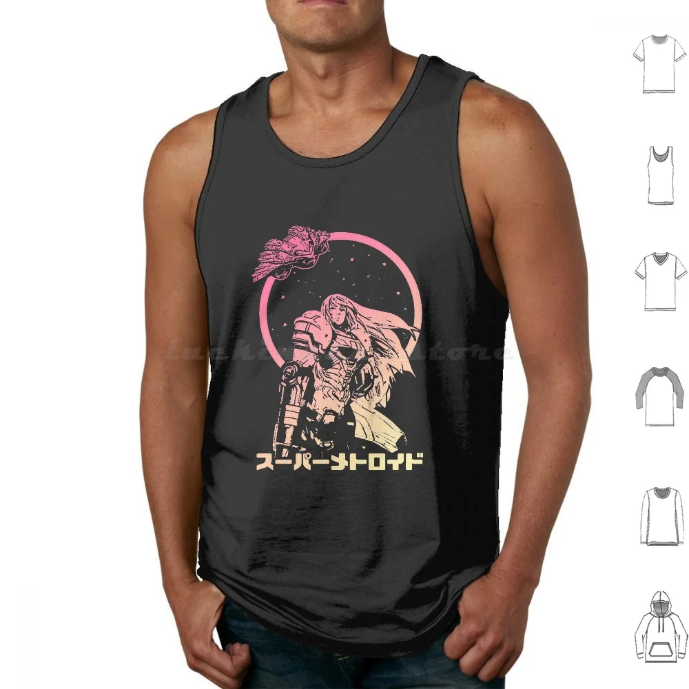 Interstellar Bounty Hunter T-Shirt Tank Tops Vest Sleeveless Metroid Aran Bounty Hunter Gamer Gaming Retro Samus Samus Aran