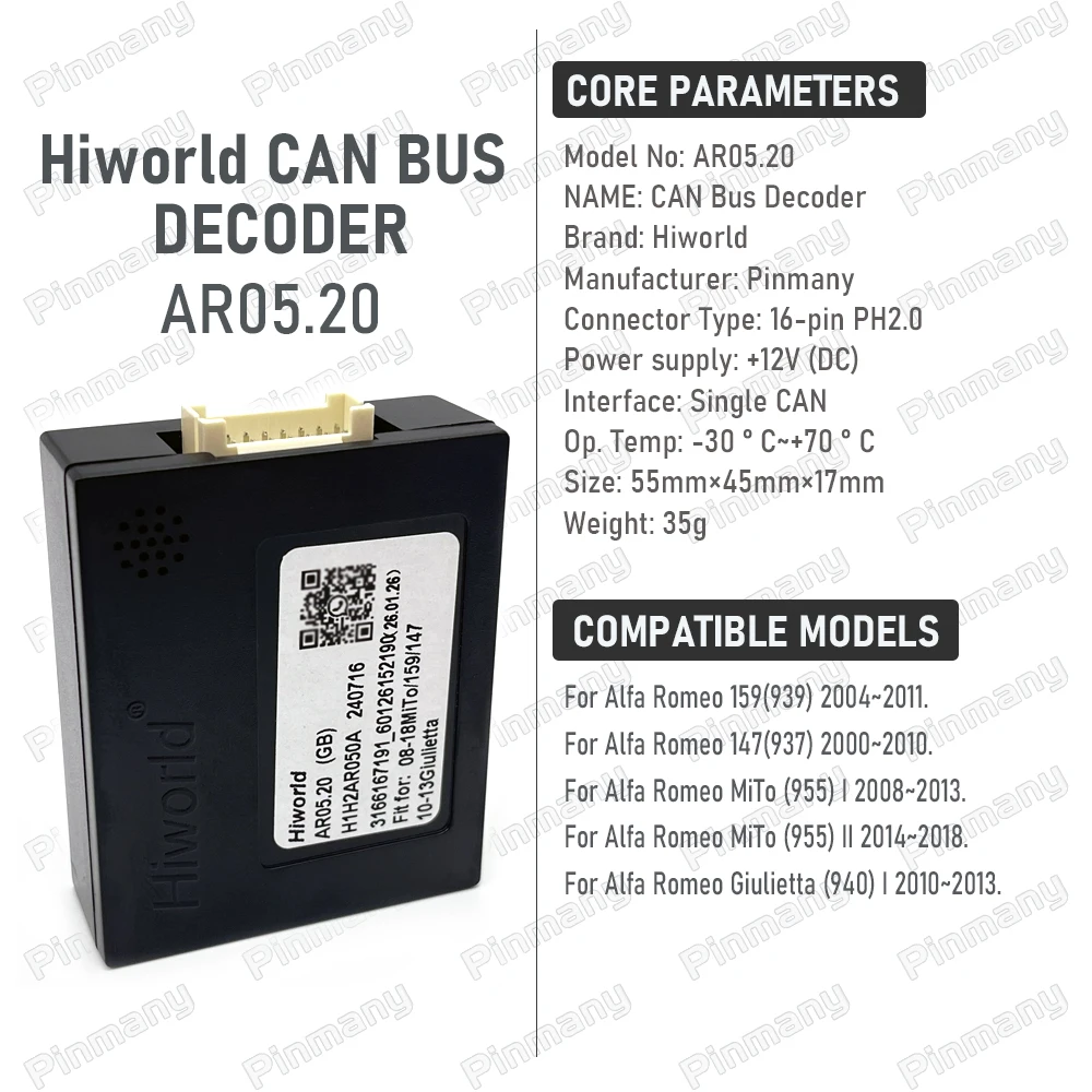 CAN Bus Decoder Hiworld AR05 AR09 AR10 Car Radio Adapter Protocol Box For Alfa Romeo147 159 MiTo Giulietta Giulia Stelvio