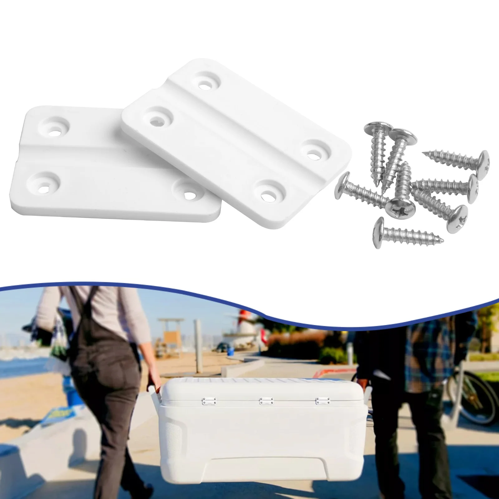 2pcs Plastic Hinges Replacement Hinges With 8pcs Stainless Screws Accessories Kit For Igloo Coolers Maintenance Tools