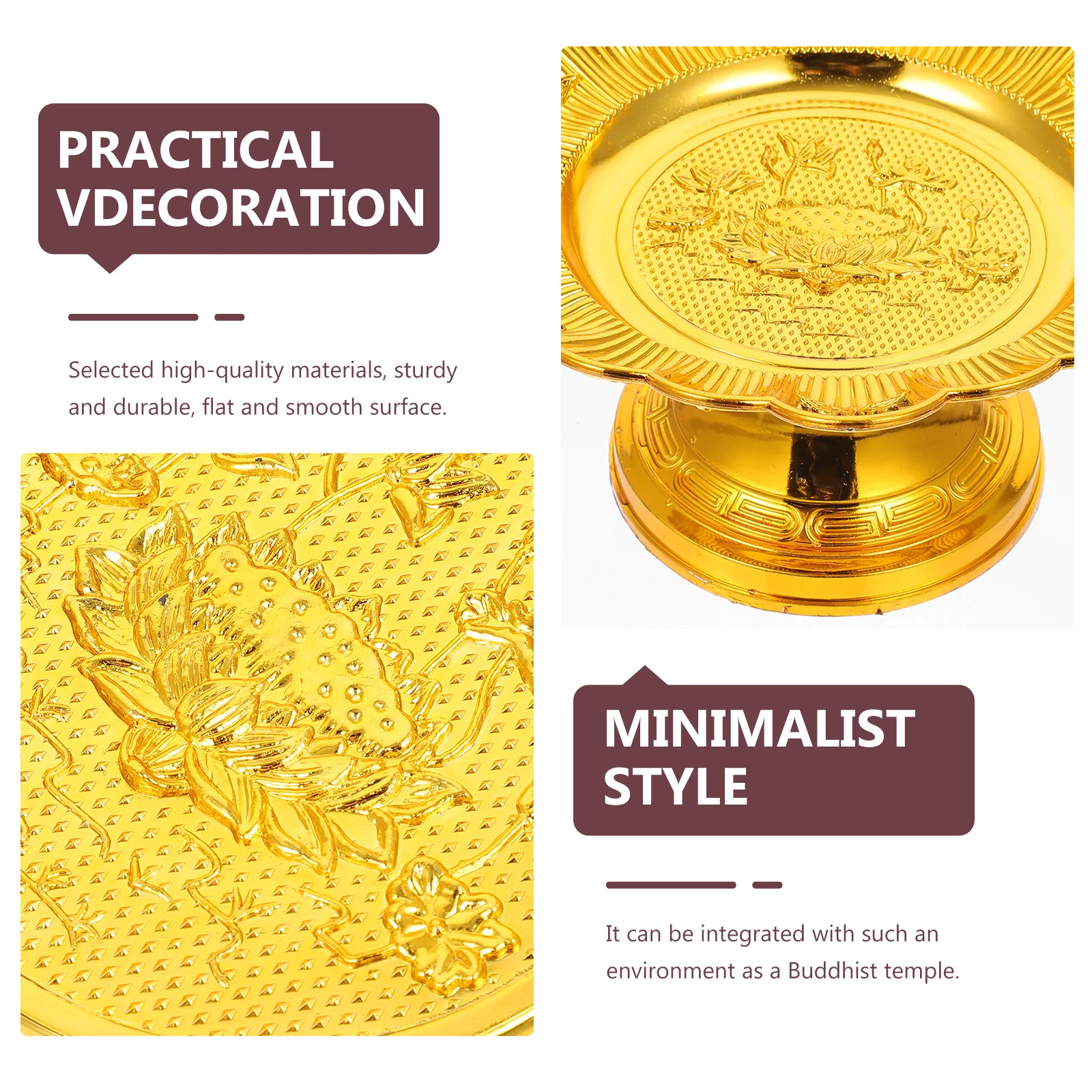 

2Pcs Lotus Footed Plate Fruit Dish Pedestal Buddha Tribute Serving Tray Sacrifice Food Tray Temple Use Lotus Plate