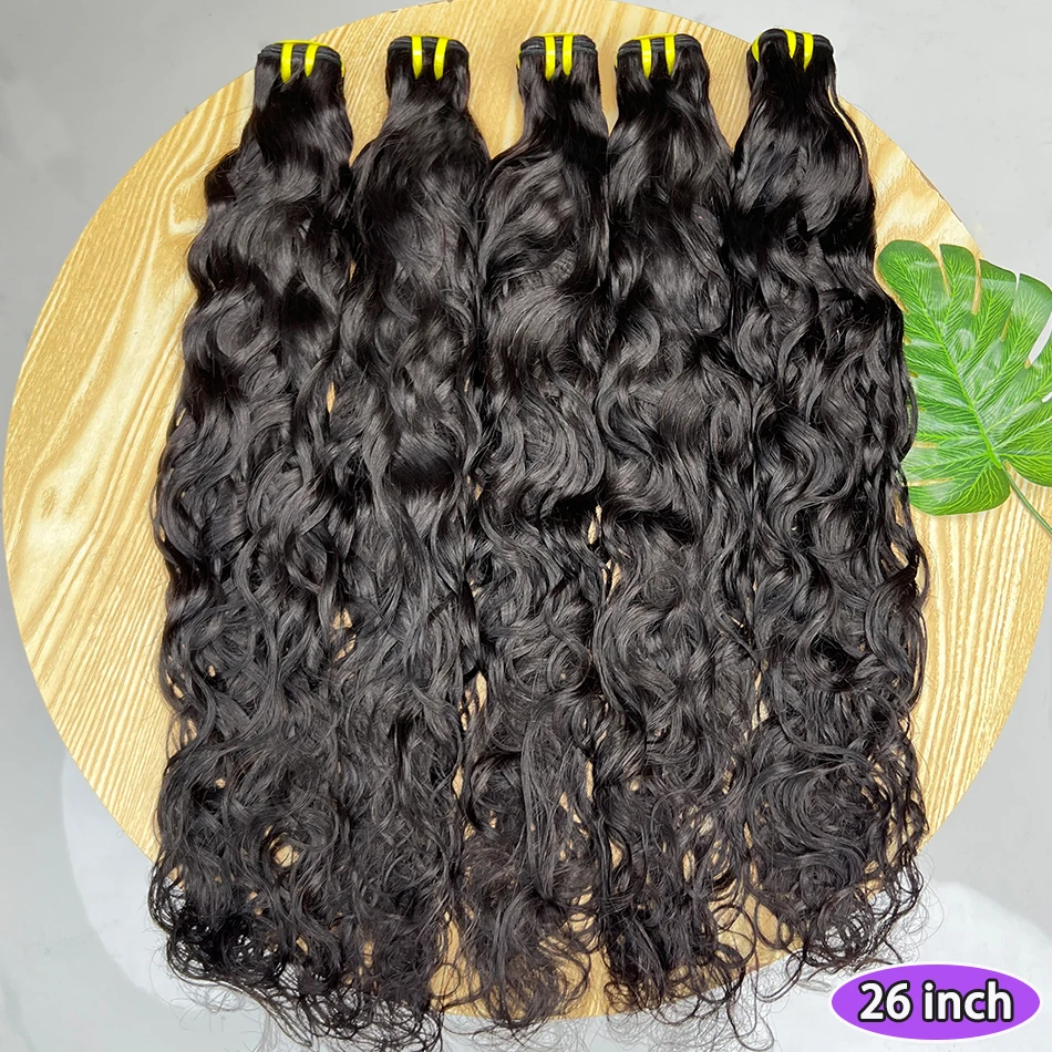 Natural Wave Human Hair Bundles Vietnamese Wavy #1B Natural Black Color Double Weft 100% Raw Virgin Human Hair Weave Extensions