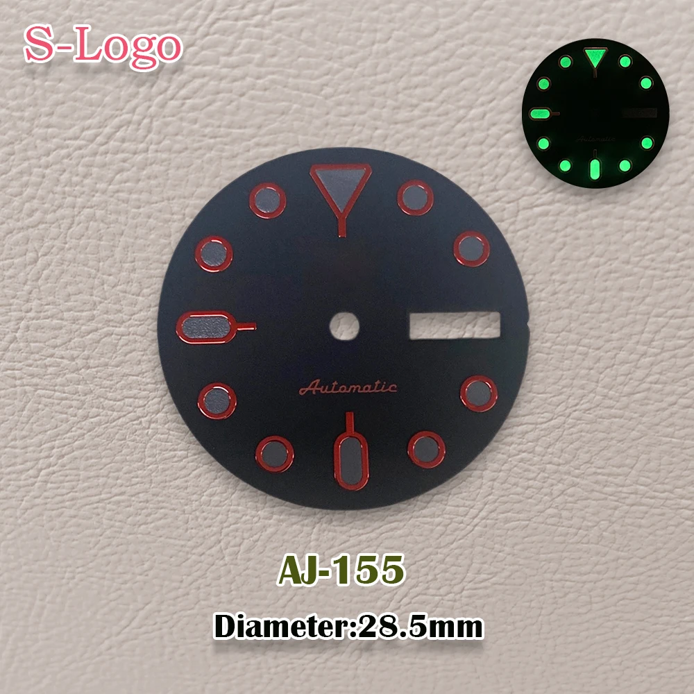 28.5mm S Logo NH36 Dial Green Luminous SKX007 Dial Suitable For NH36 Japanese Automatic Movement Watch Accessories Repair tools