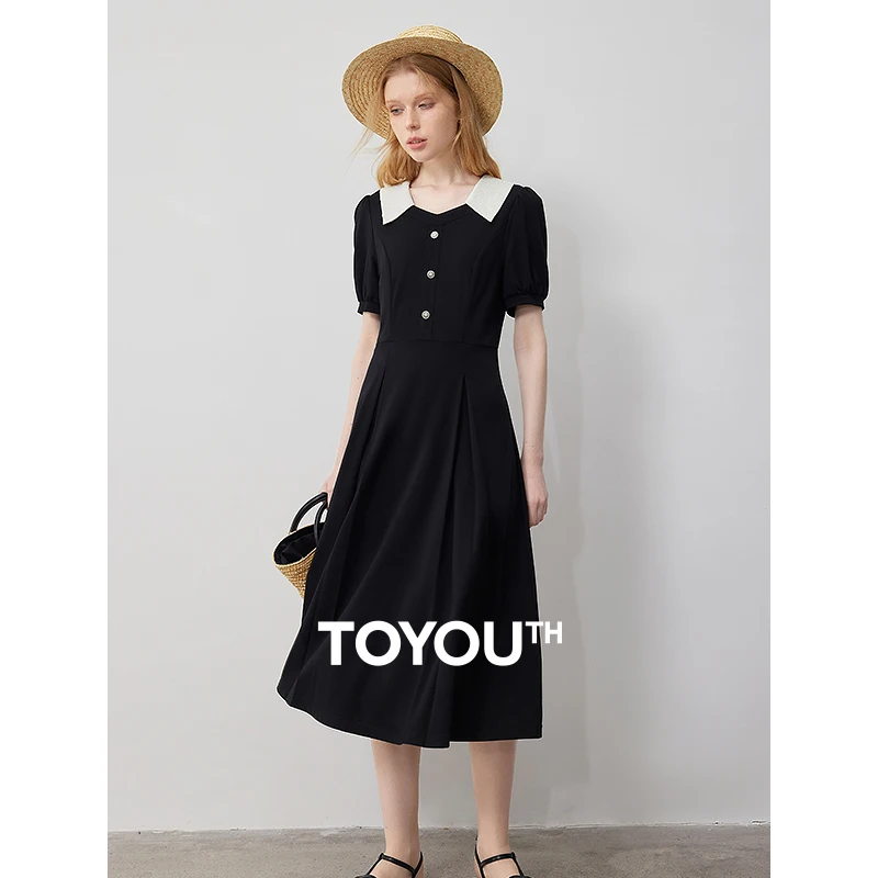 TOYOUTH Women French Dress 2024 Summer New Elegant Little Black Skirt